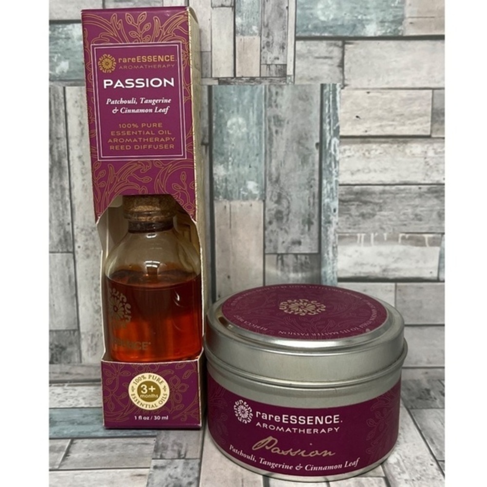 2pk RareEssence Aromatherapy Sm Reed Diffuser Candle Passion 100% Essential Oil